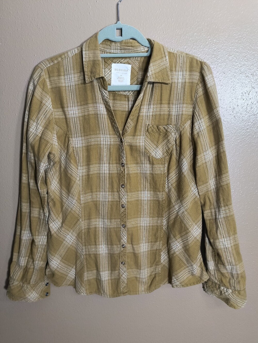 Western Style Plaid Fitted Shirt W/Snaps
